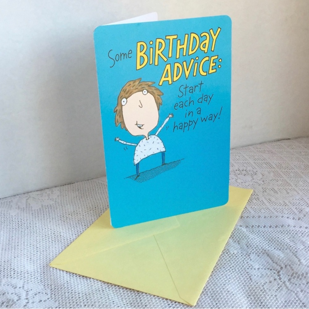 Humorous Blue & Yellow Birthday Card